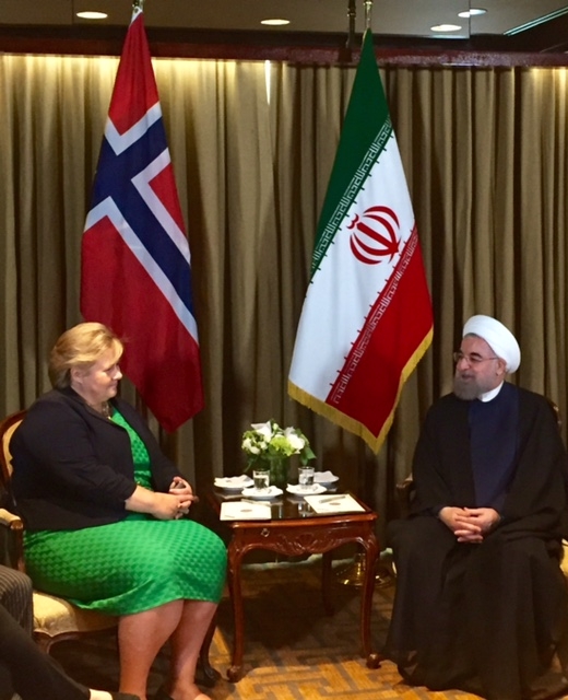 تصاویر پوشش نخست وزیر نروژ در دیدار با روحانی