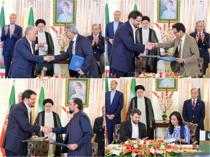 هشت سند همکاری بین مقامات عالی‌رتبه ایران و پاکستان در حضور آیت الله رئیسی و محمد شهباز شریف به امضا رسید.

