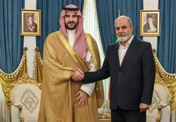 «خالد بن سلمان بن عبدالعزیز» وزیر دفاع عربستان سعودی که در تهران به سر می‌برد با «علی اکبر احمدیان» نماینده مقام معظم رهبری و دبیر شورای عالی امنیت ملی دیدار و گفت‌و‌گو کرد.
