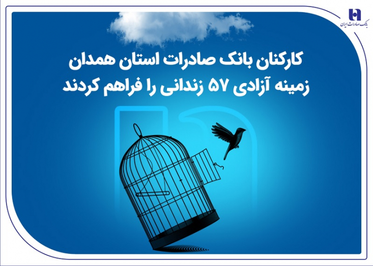 کارکنان بانک صادرات استان همدان زمینه آزادی 57 زندانی را فراهم کردند با تداوم اقدامات خیرخواهانه و مشارکتهای انساندوستانه کارکنان بانک صادرات ایران در استان همدان، ۱۴ زندانی دیگر جرائم غیرعمد از زندان آزاد شدند و مجموع افراد آزادشده با کمکهای این کارکنان به ۵۷ نفر رسید.