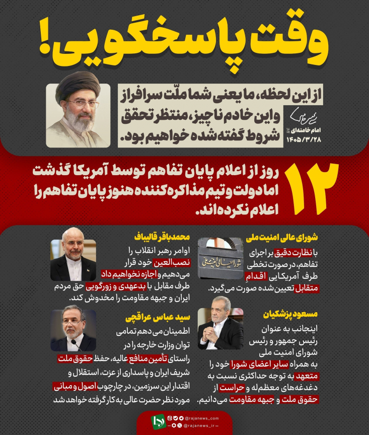 ۱۲ روز از اعلام پایان تفاهم توسط آمریکا گذشت اما دولت و تیم مذاکره‌کننده هنوز پایان تفاهم را اعلام نکرده‌اند.
